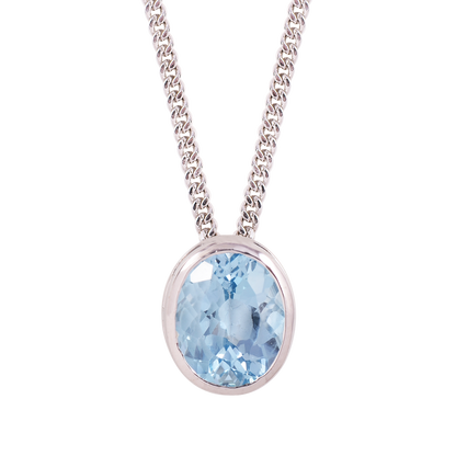 Oval Blue Topaz Solitaire Necklace