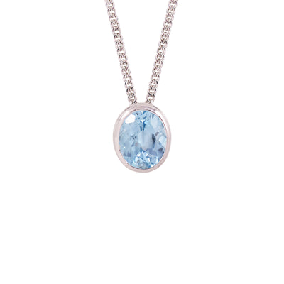 Oval Blue Topaz Solitaire Necklace