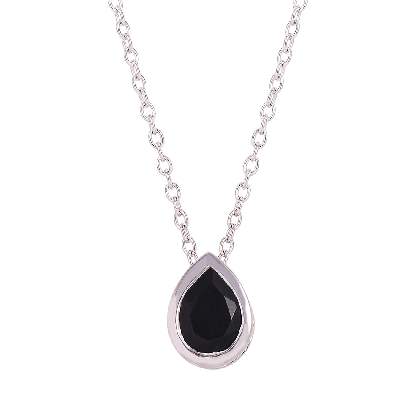 Pear Black Onyx Solitaire Chain Necklace