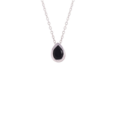 Pear Black Onyx Solitaire Chain Necklace