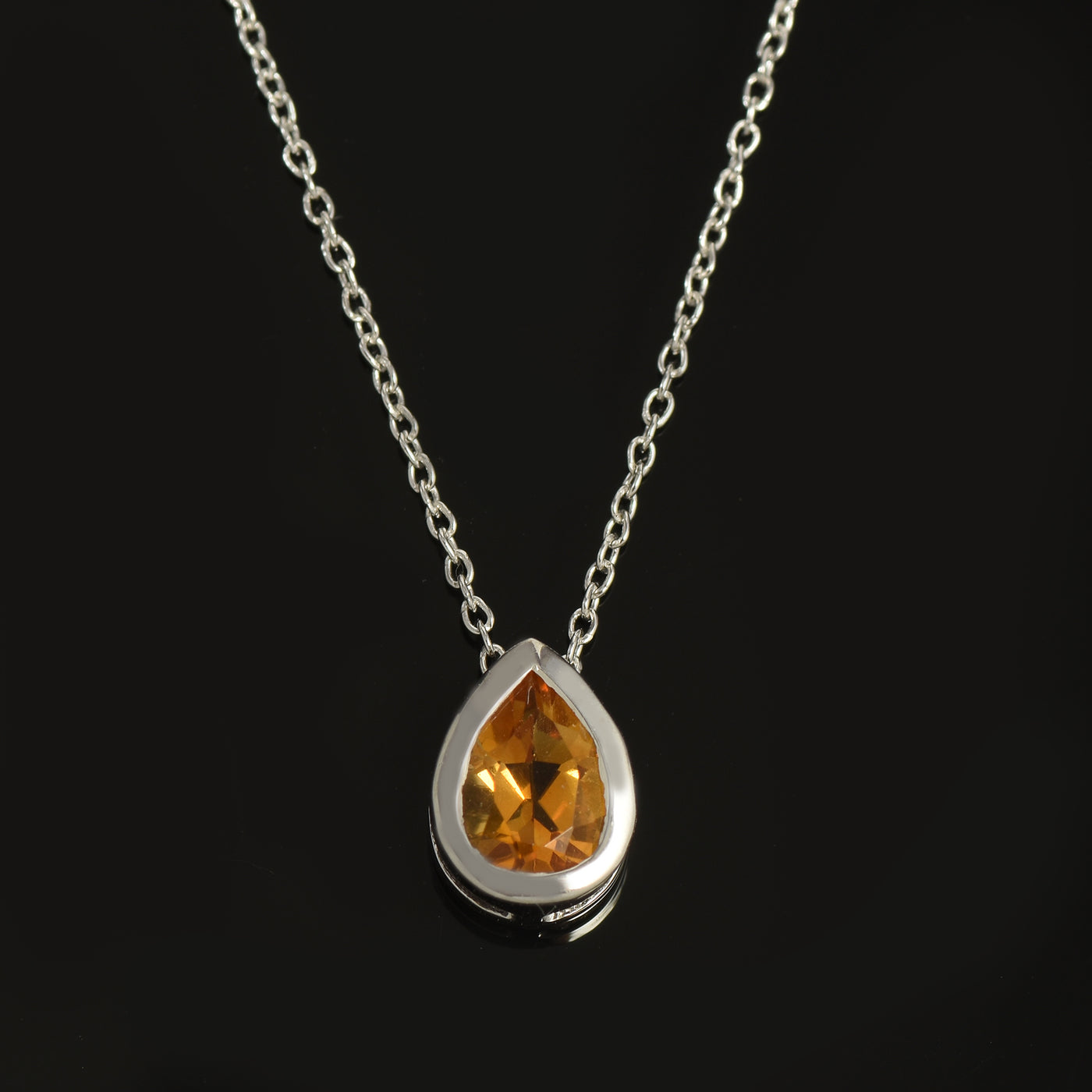 Pear Yellow Citrine Chain Necklace