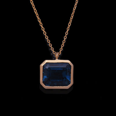 Octagon London Blue Topaz Solitaire Necklace