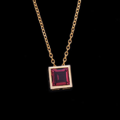 Square Rhodolite Solitaire Chain