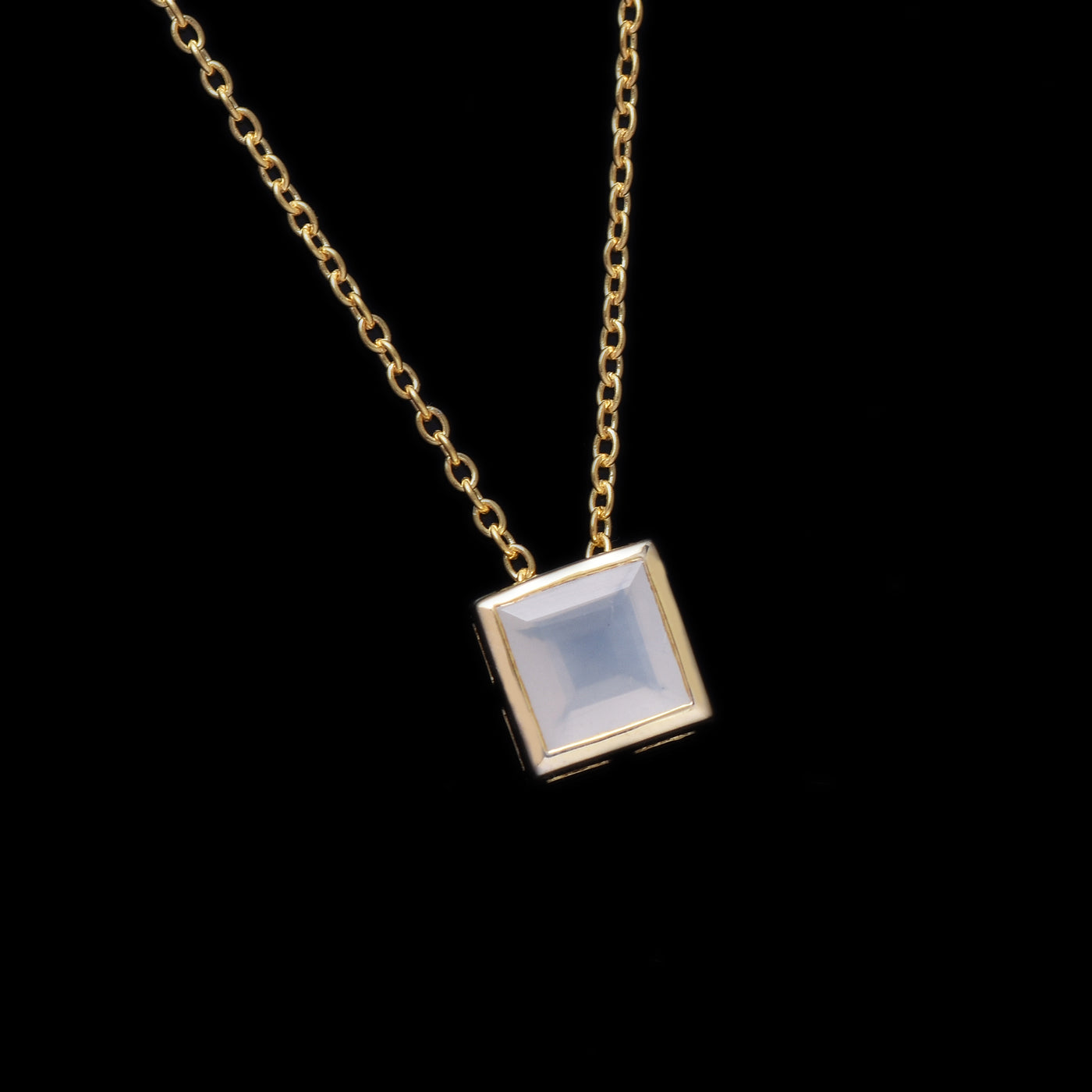 Square White Moonstone Solitaire Chain