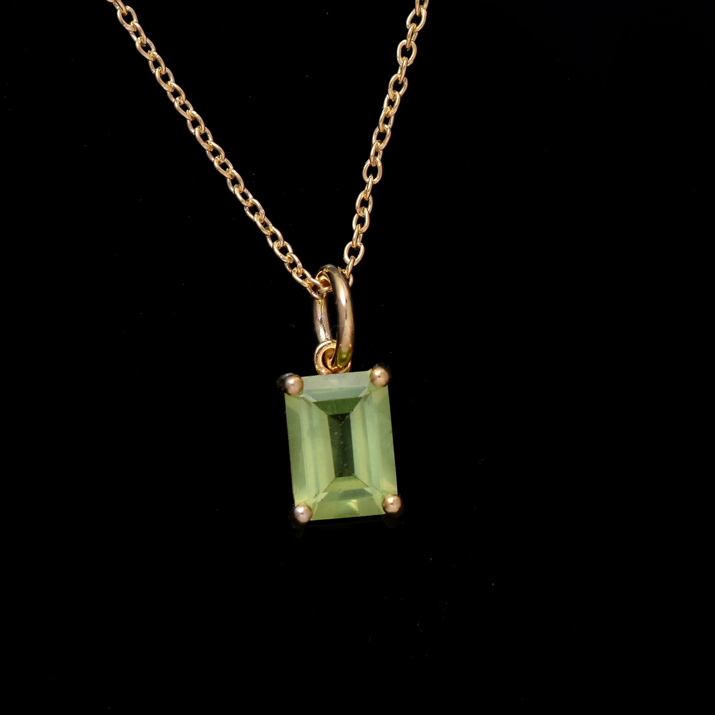 Octagon Peridot Solitaire Necklace