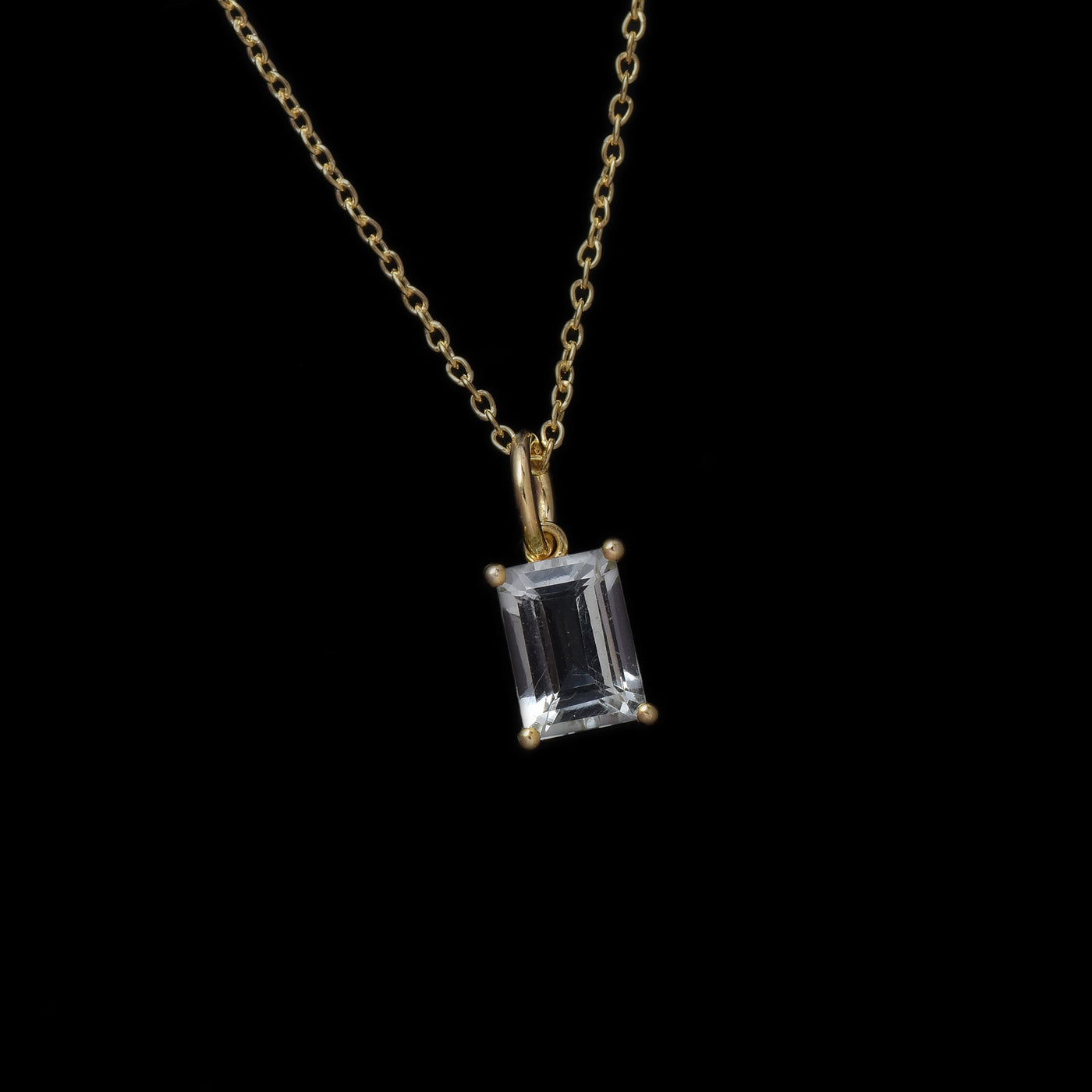 Solitaire Octagon Green Amethyst Chain Necklace