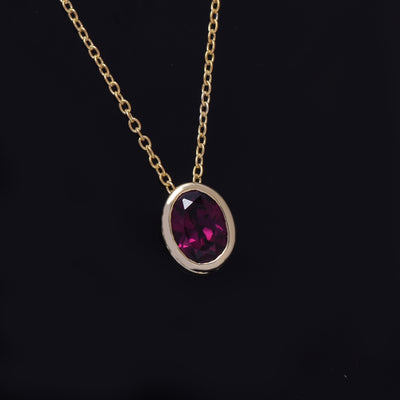 Oval Rhodolite Solitaire Necklace