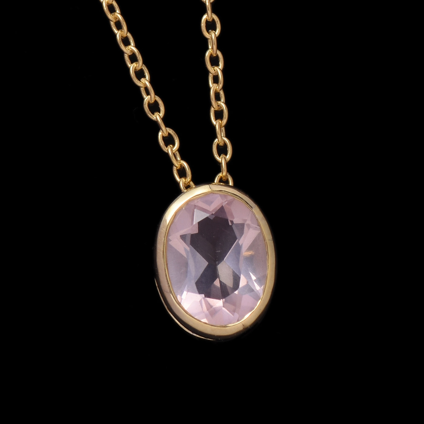 Oval Rose Quartz Silver Necklace