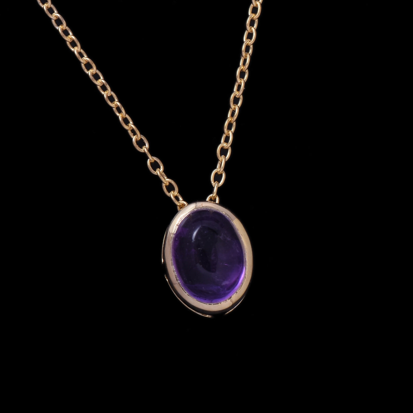 Oval Amethyst Solitaire Necklace