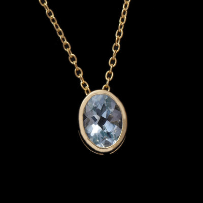 Oval Aquamarine Solitaire Chain Necklace