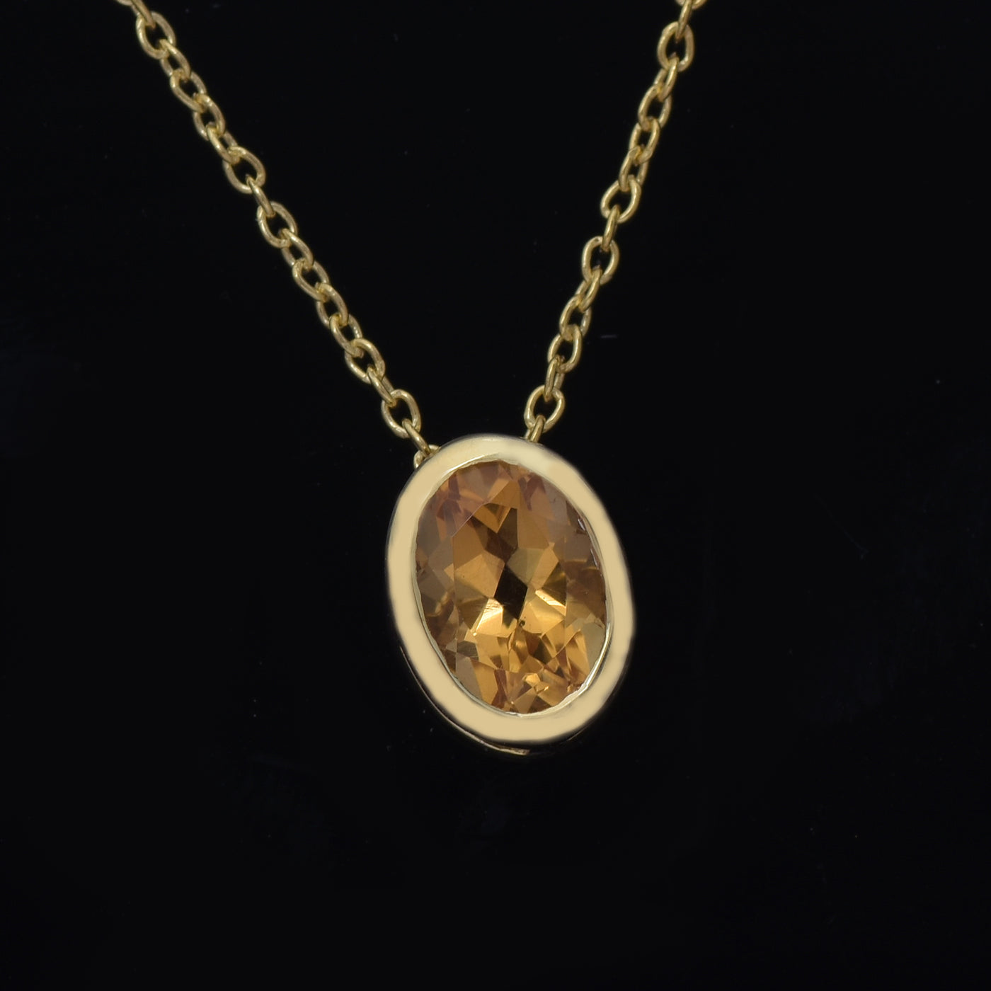 Oval Cut Solitaire Citrine Necklace