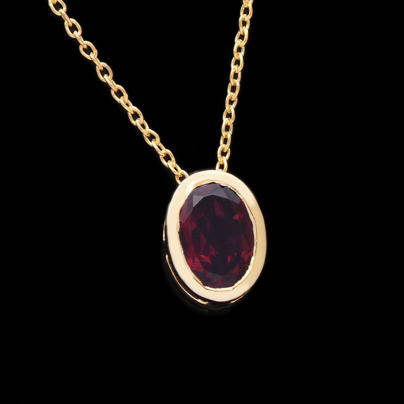 Oval Rhodolite Solitaire Necklace