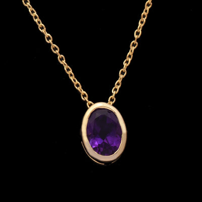 Blue Amethyst Solitaire Necklace