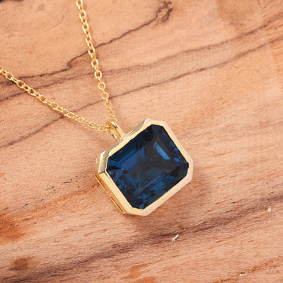 Octagon London Blue Topaz Solitaire Necklace