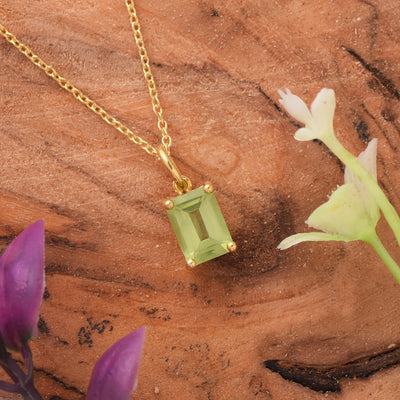 Octagon Peridot Solitaire Necklace