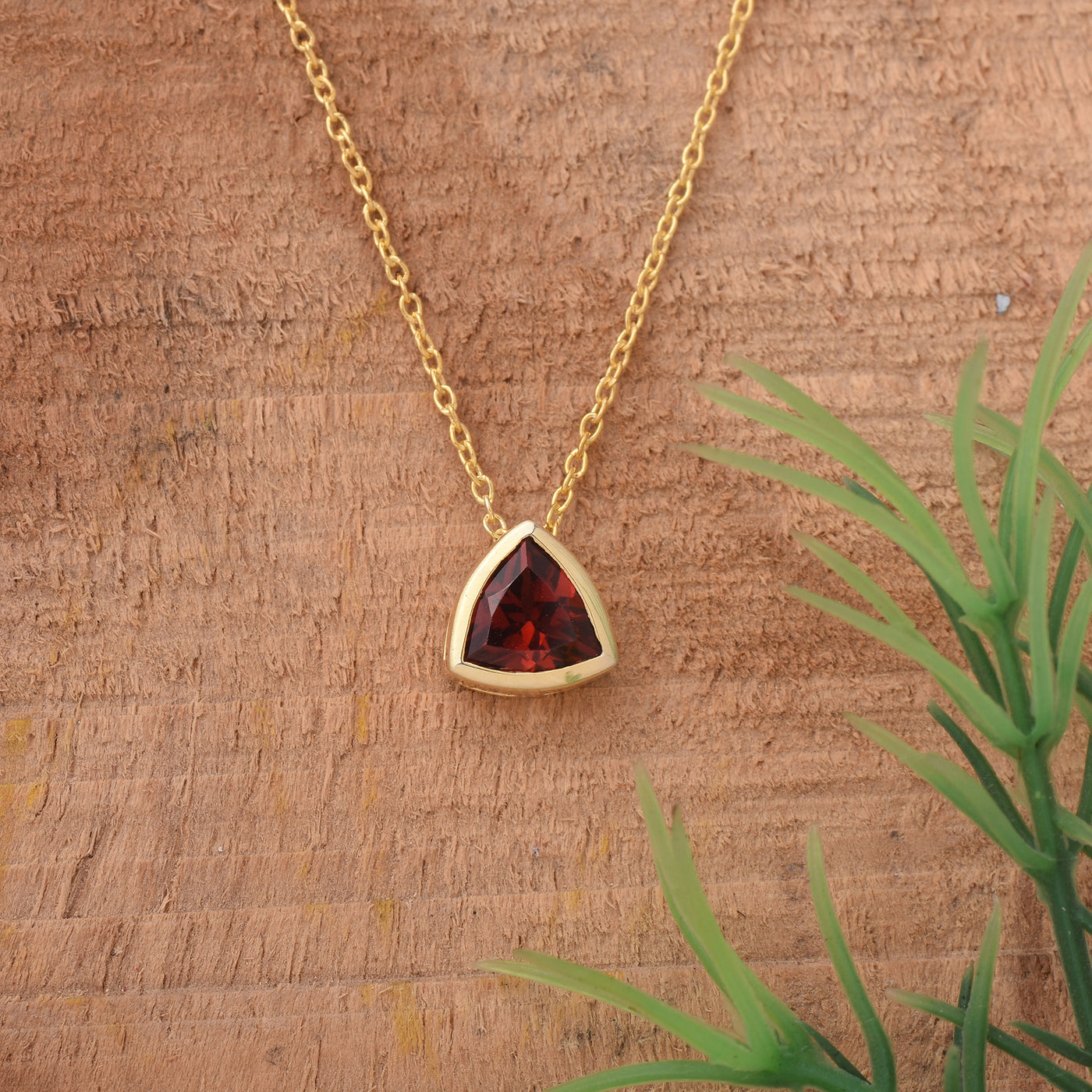 Trillion Garnet Solitaire Chain