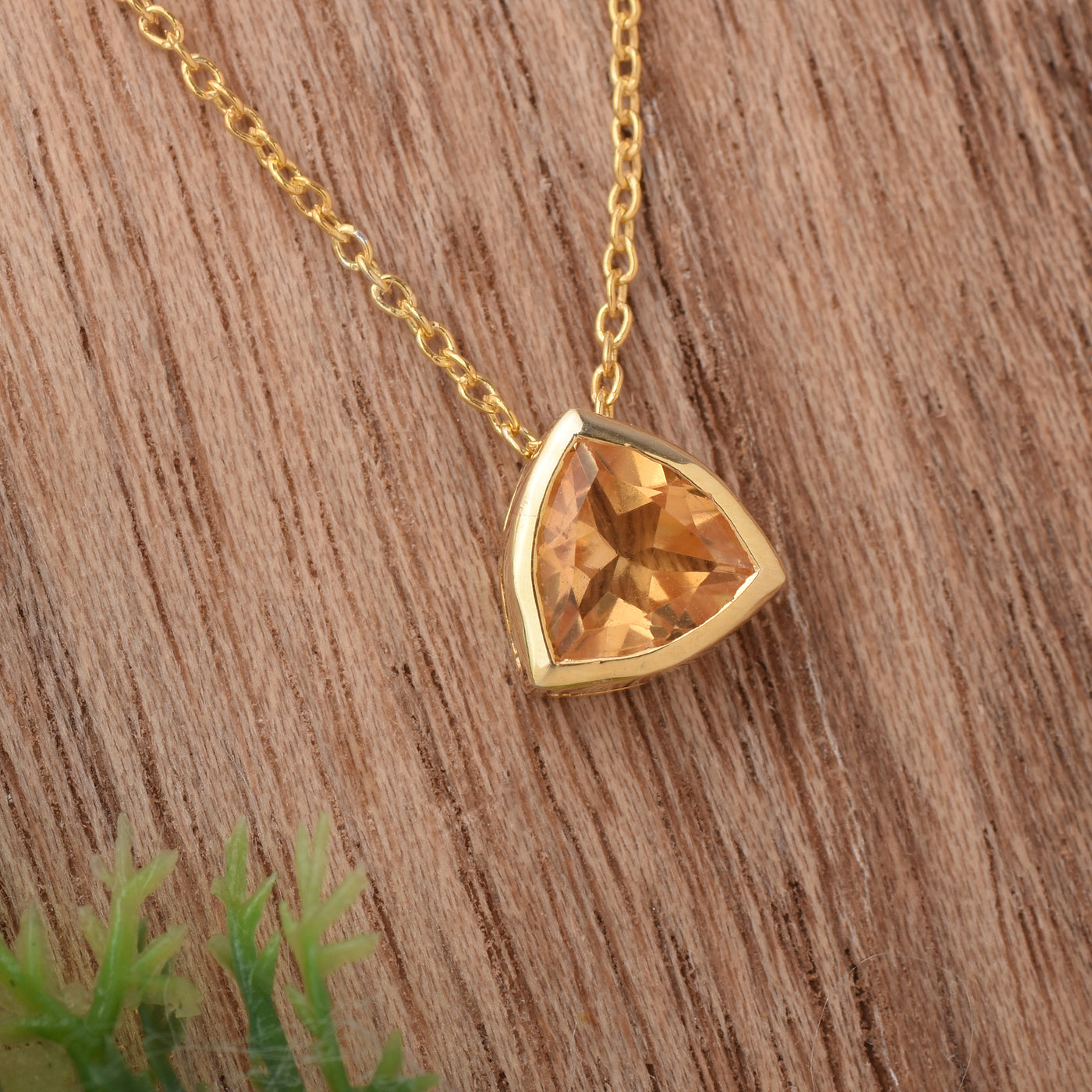 Trillion Citrine Solitaire Chain