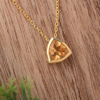 Trillion Citrine Solitaire Chain