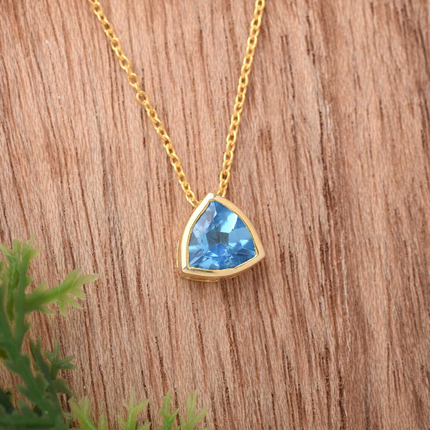 Trillion Blue Topaz Solitaire Chain