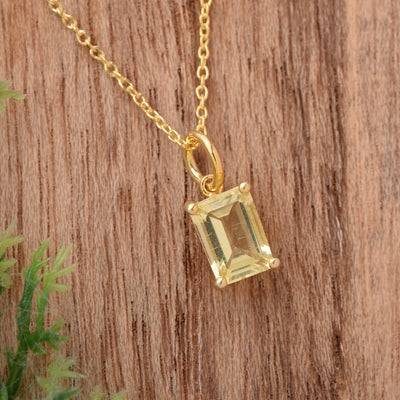 Lemon Quartz Solitaire Necklace