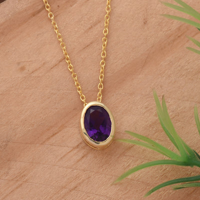 Blue Amethyst Solitaire Necklace