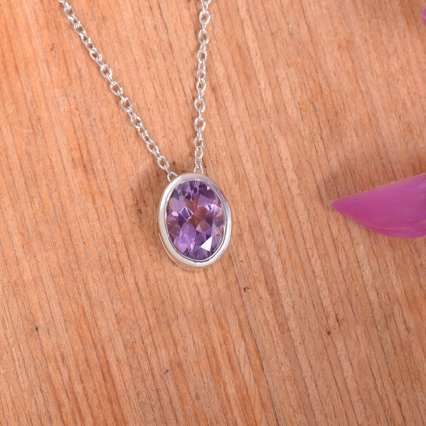 Amethyst Solitaire Chain Necklace