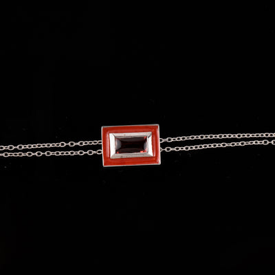 Baguette Garnet Enamel Chain Bracelet