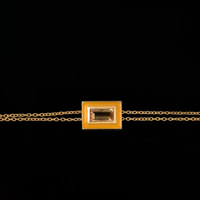 Baguette Citrine Enamel Chain Bracelet