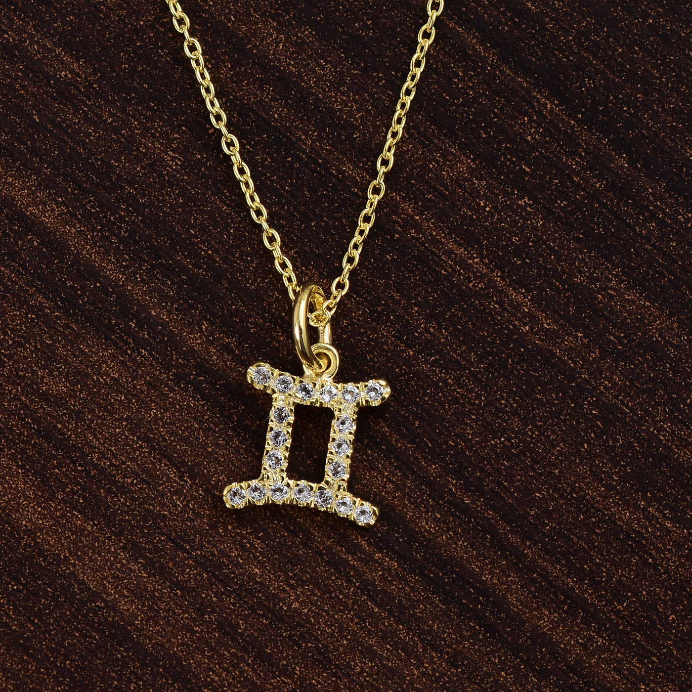 Silver Gemini Zodiac Diamond Necklace