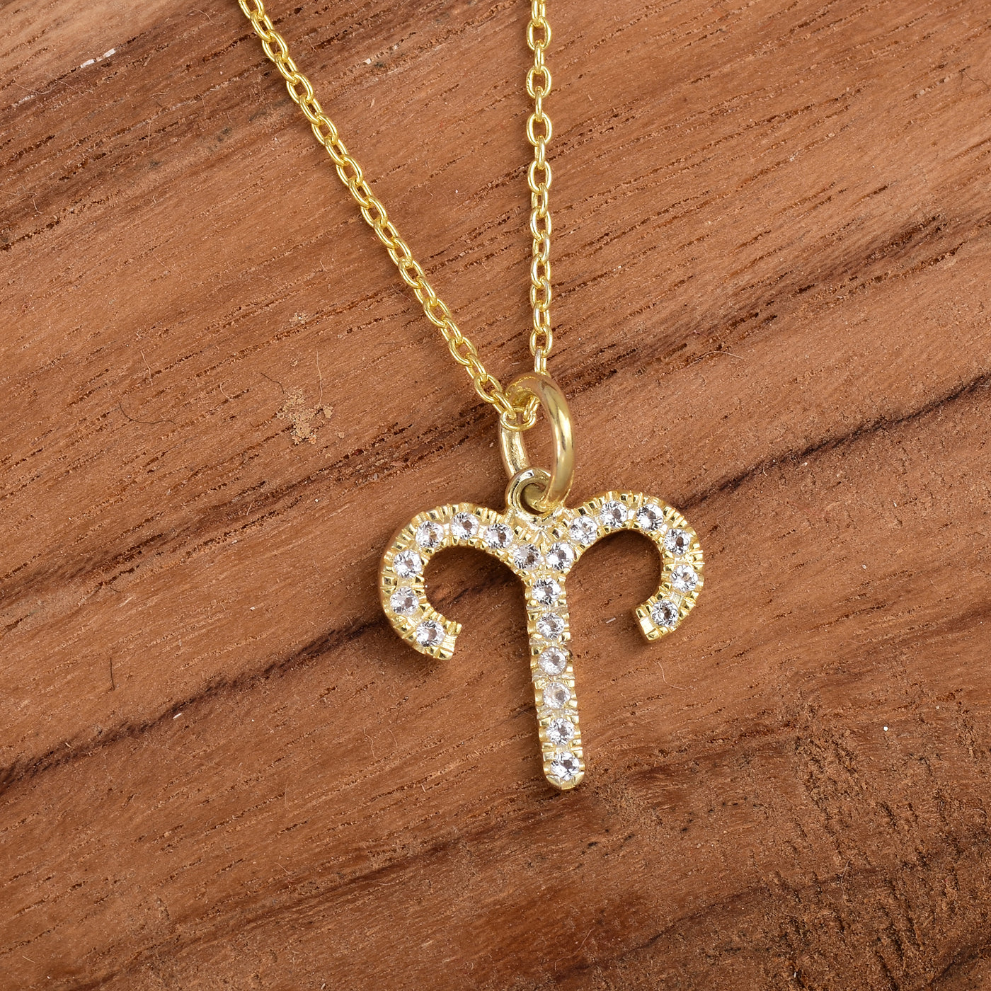 Aries Diamond Zodiac Silver Necklace