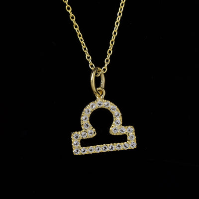 Libra Diamond Silver Zodiac Necklace