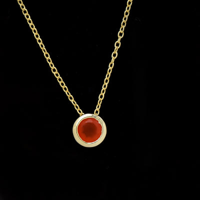 925 Round Carnelian Solitaire Necklace