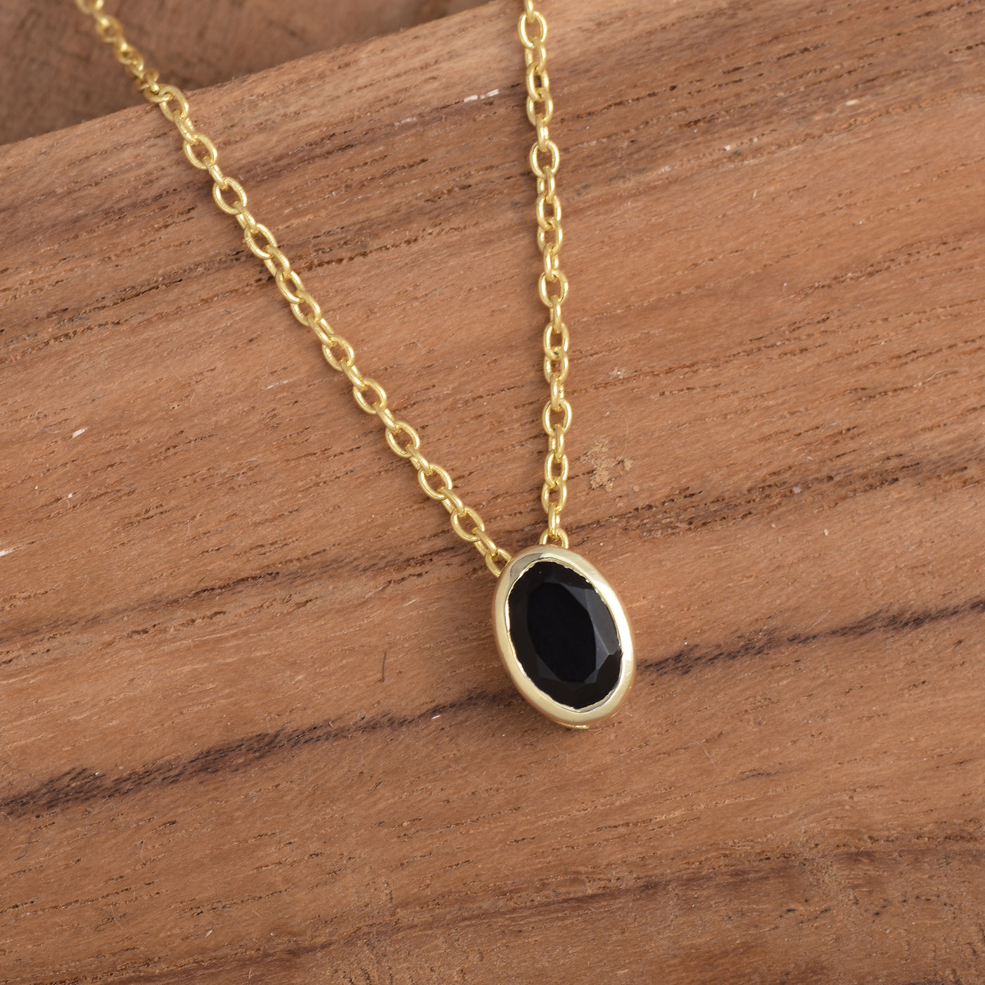 Black Onyx Solitaire Chain Necklace