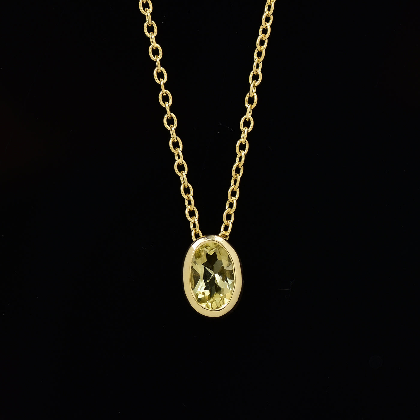 Oval Cut Lemon Quartz Solitaire Necklace