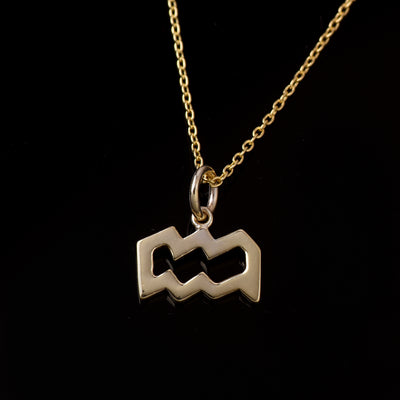 Aquarius Zodiac Plain Silver Necklace