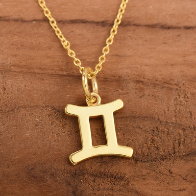 Gemini Zodiac Plain Silver Pendant Necklace