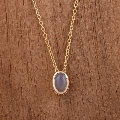 Rainbow Moonstone Solitaire Necklace