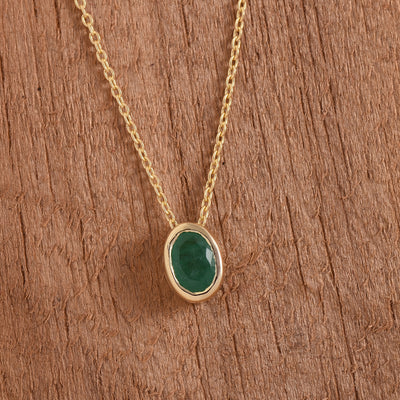 Oval Cut Emerald Solitaire Necklace