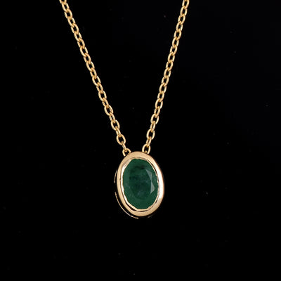 Oval Cut Emerald Solitaire Necklace