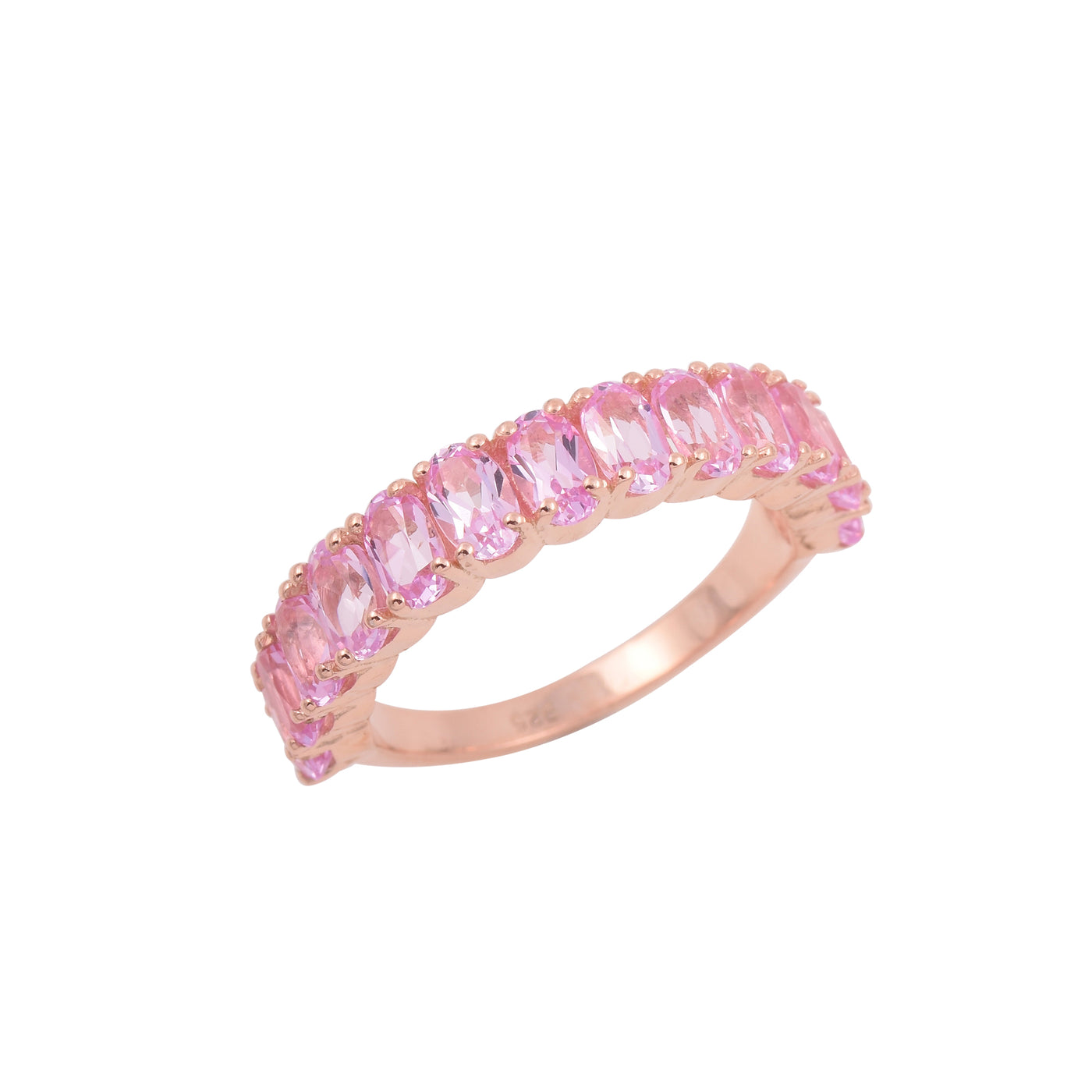 Lab Pink Sapphire Half Eternity Ring