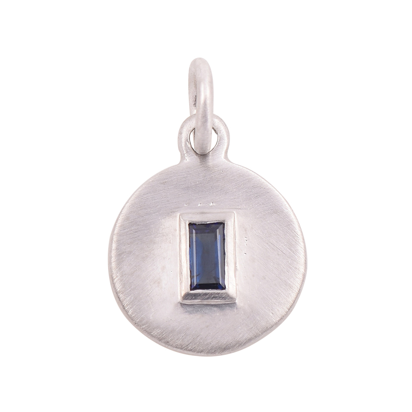 Blue Sapphire Round Disc Charm Pendant