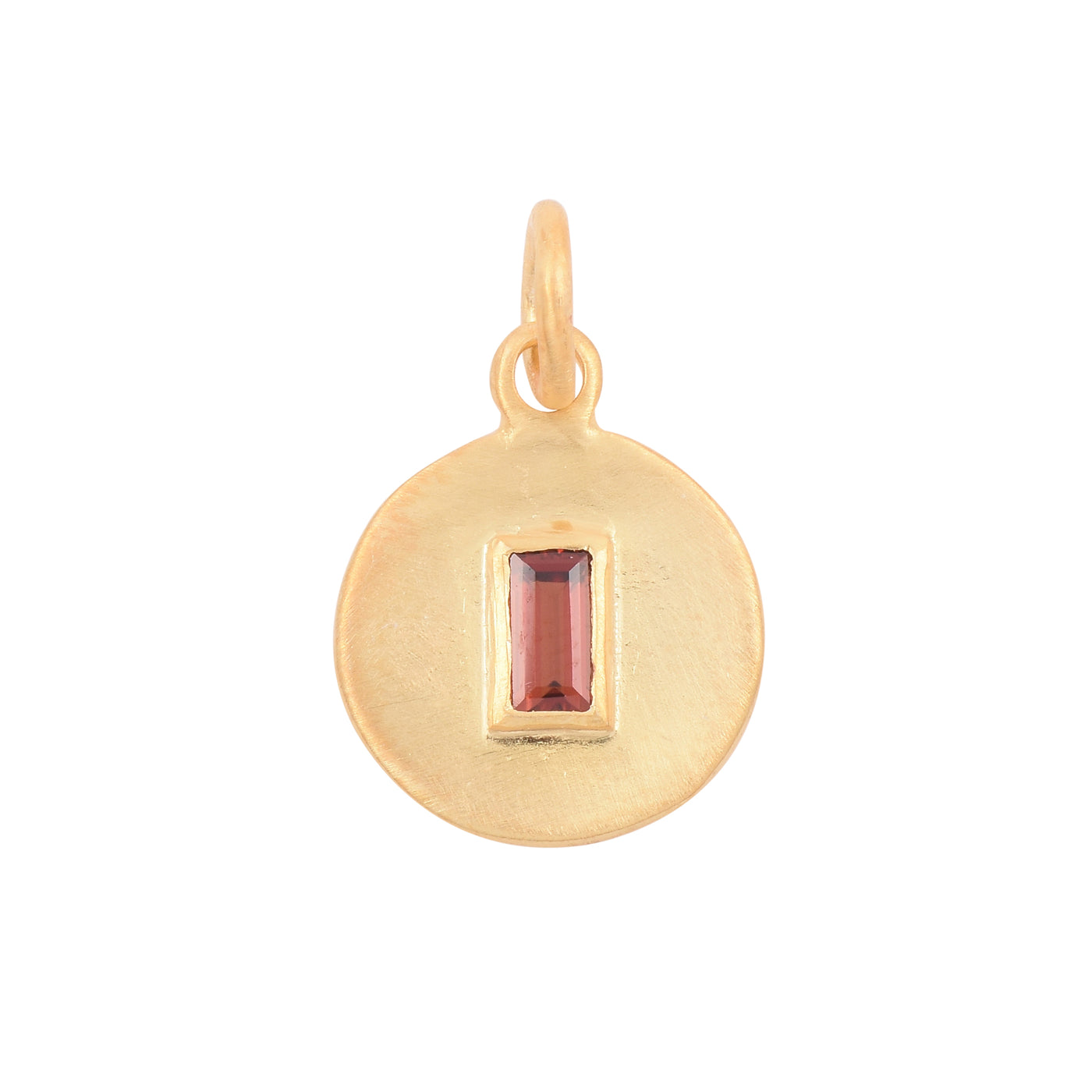 Garnet Disc Silver Charm Pendant