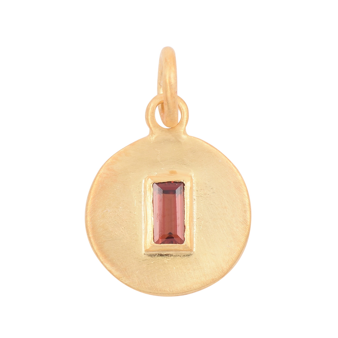 Garnet Disc Silver Charm Pendant