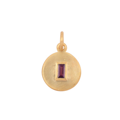 Rhodolite Garnet Disc Charm Pendant