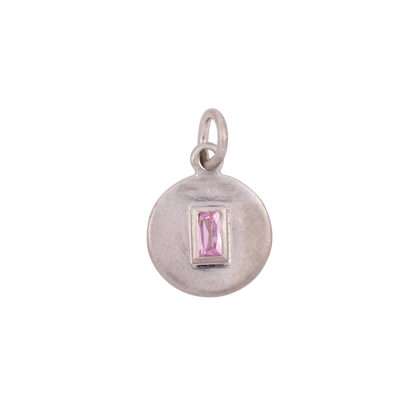 Lab Pink Sapphire Disc Charm Pendant