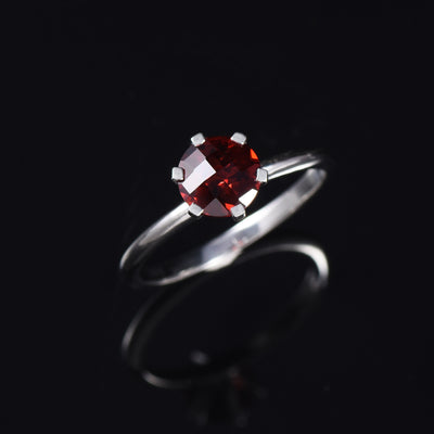 Solitaire Garnet Ring