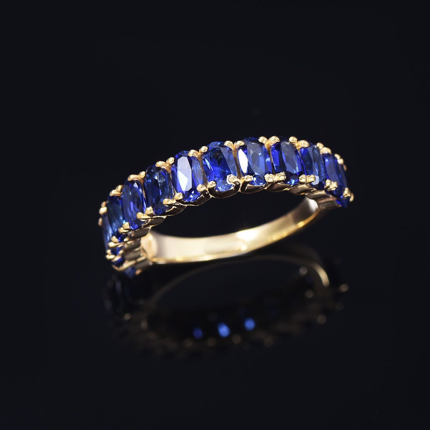 Lab Blue Sapphire Band Ring