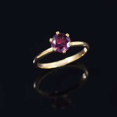 Solitaire Rhodolite Ring