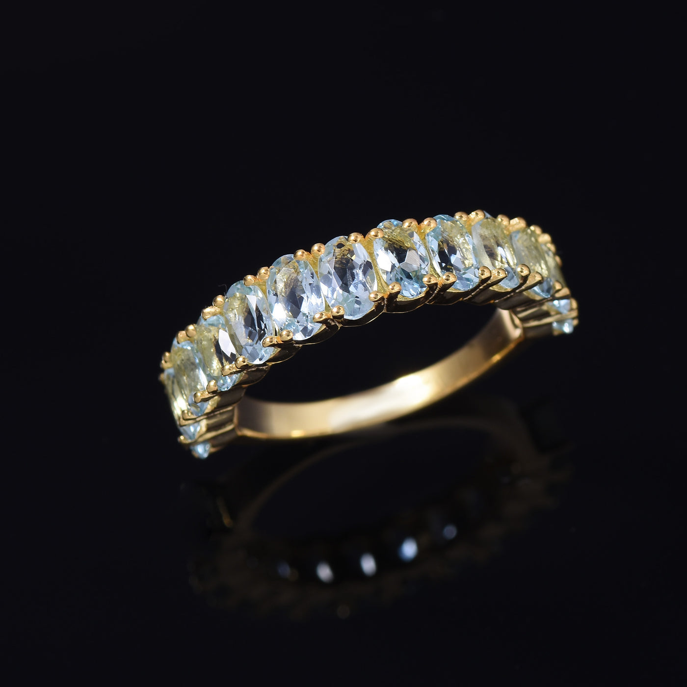 Aquamarine Half Eternity Ring