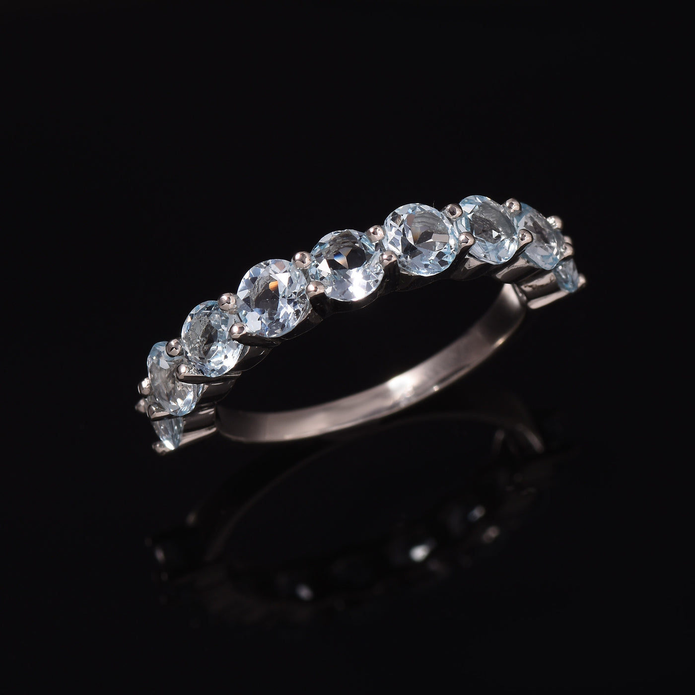 Aquamarine Half Eternity Ring